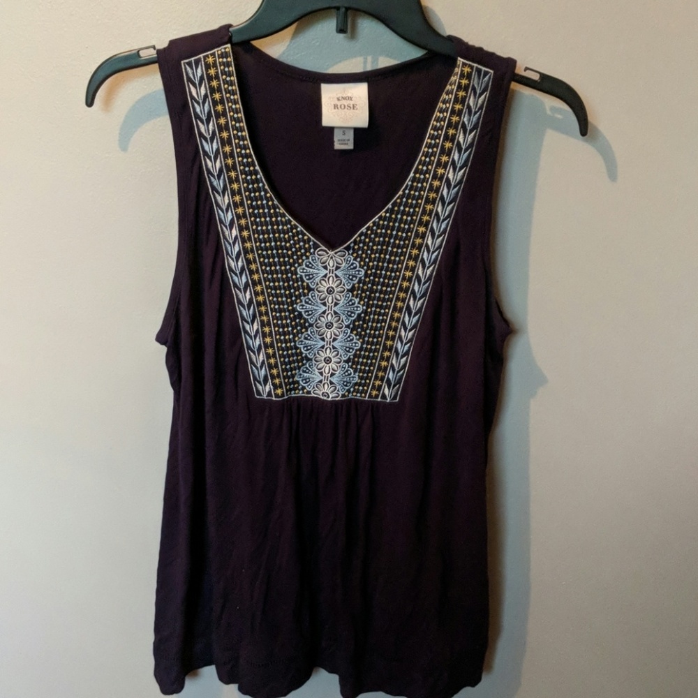 Navy blue embellished tank